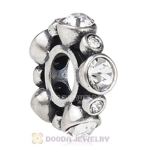 European Style Sterling Silver Spacer Bead with Clear Austrian Crystal