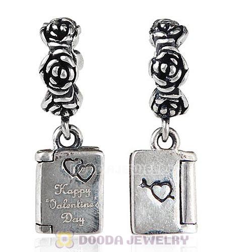 European Style Sterling Silver Flower Beads Dangle Love Note Charm