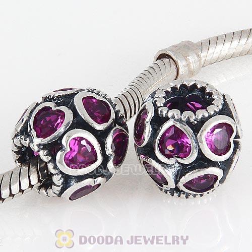 European Style Sterling Silver Love All Around Beads with CZ Stone