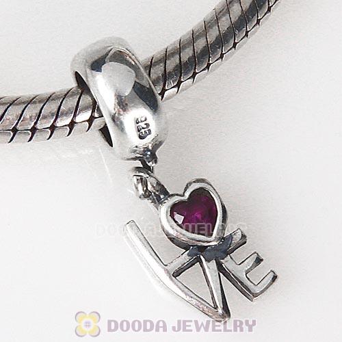 European Style Sterling Silver Dangle LOVE Beads with CZ Stone