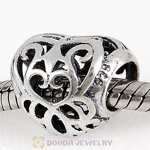 European Style Sterling Silver Open Heart Filigree Beads Wholesale