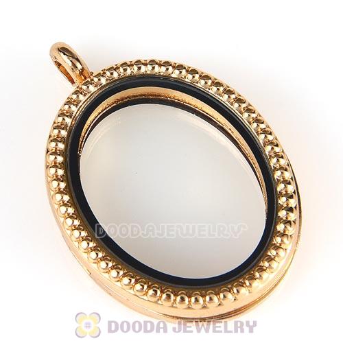 Gold Plated Alloy Glass Floating Locket Oval Pendant with Dots