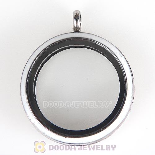 Platinum Plated Alloy Glass Floating Locket Pendant White Face