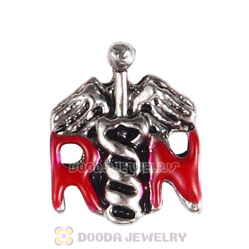 Platinum Plated Alloy Enamel Rn symbol Floating Locket Charms Wholesale