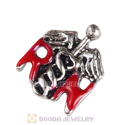 Platinum Plated Alloy Enamel Rn symbol Floating Locket Charms Wholesale