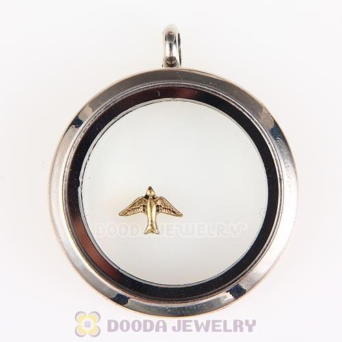 Gold Plated Alloy Sparrow Floating Locket Charms Wholesale