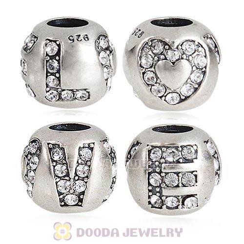 Sterling Silver Surrounded by Love with Clear Austrian Crystal Charm