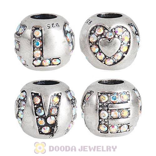 Sterling Silver Surrounded by Love with Clear AB Austrian Crystal Charm