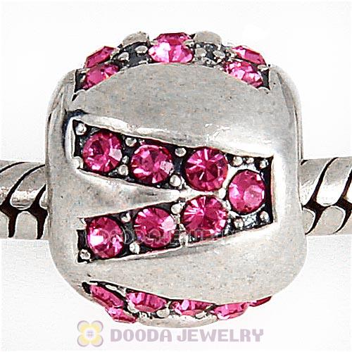 Sterling Silver Surrounded by Love with Rose Austrian Crystal Charm