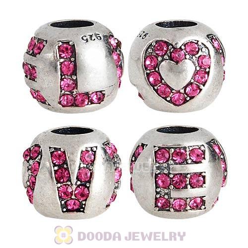 Sterling Silver Surrounded by Love with Rose Austrian Crystal Charm