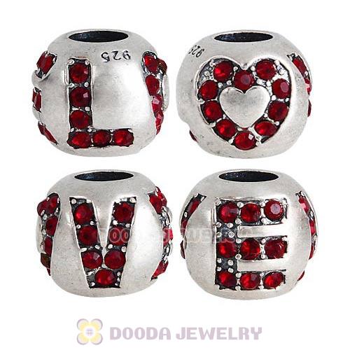 Sterling Silver Surrounded by Love with Siam Austrian Crystal Charm