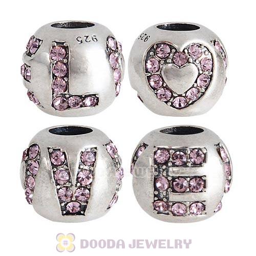 Sterling Silver Surrounded by Love with Light Amethyst Austrian Crystal Charm