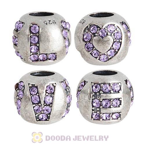 Sterling Silver Surrounded by Love with Violet Austrian Crystal Charm