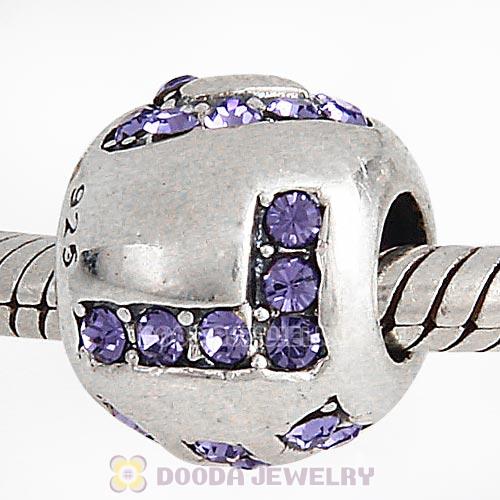 Sterling Silver Surrounded by Love with Tanzanite Austrian Crystal Charm