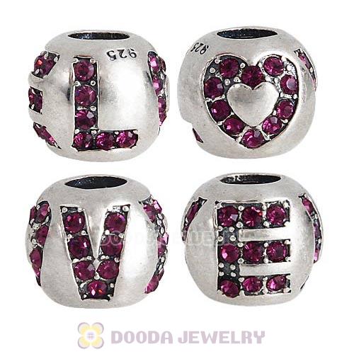 Sterling Silver Surrounded by Love with Amethyst Austrian Crystal Charm