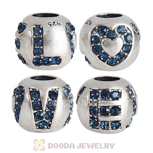 Sterling Silver Surrounded by Love with Montana Austrian Crystal Charm