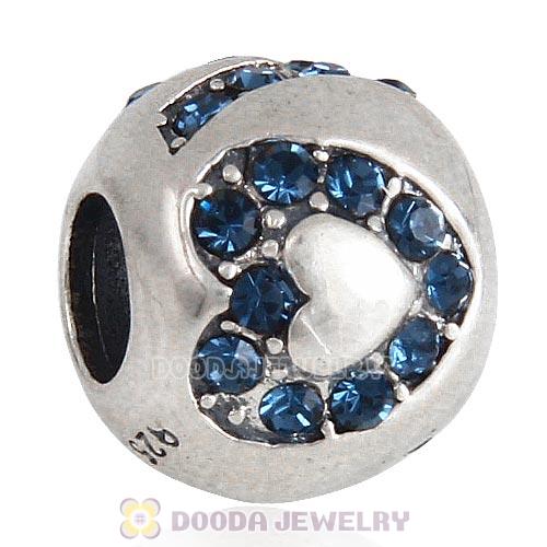 Sterling Silver Surrounded by Love with Montana Austrian Crystal Charm