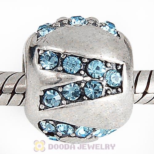 Sterling Silver Surrounded by Love with Aquamarine Austrian Crystal Charm