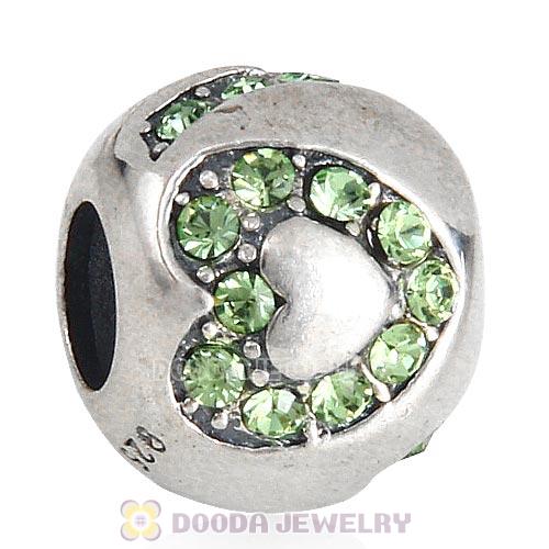 Sterling Silver Surrounded by Love with Peridot Austrian Crystal Charm