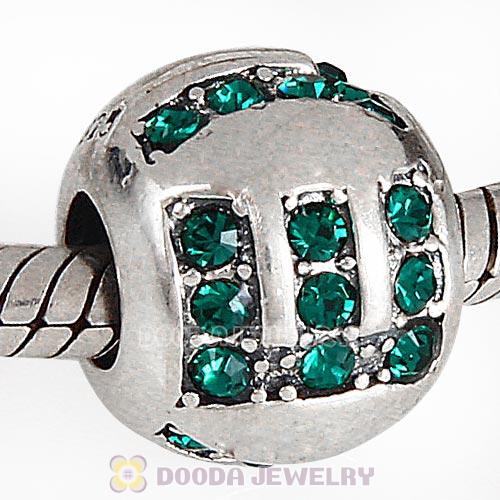 Sterling Silver Surrounded by Love with Emerald Austrian Crystal Charm