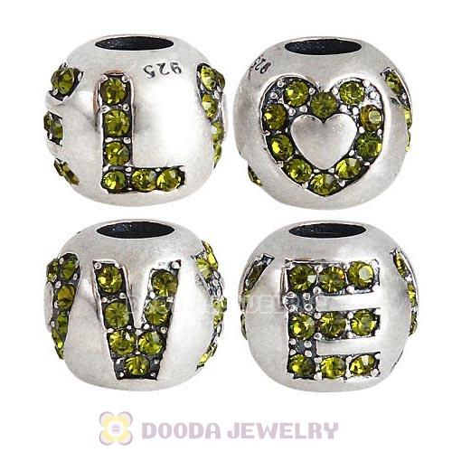 Sterling Silver Surrounded by Love with Olivine Austrian Crystal Charm