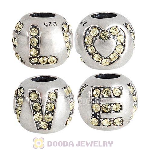 Sterling Silver Surrounded by Love with Jonquil Austrian Crystal Charm