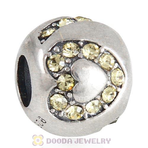 Sterling Silver Surrounded by Love with Jonquil Austrian Crystal Charm