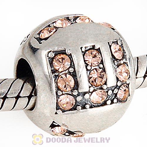 Sterling Silver Surrounded by Love with Light Peach Austrian Crystal Charm