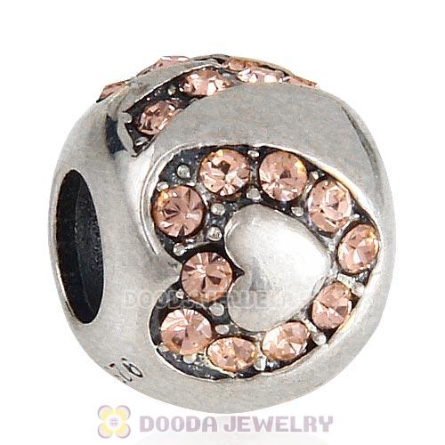 Sterling Silver Surrounded by Love with Light Peach Austrian Crystal Charm