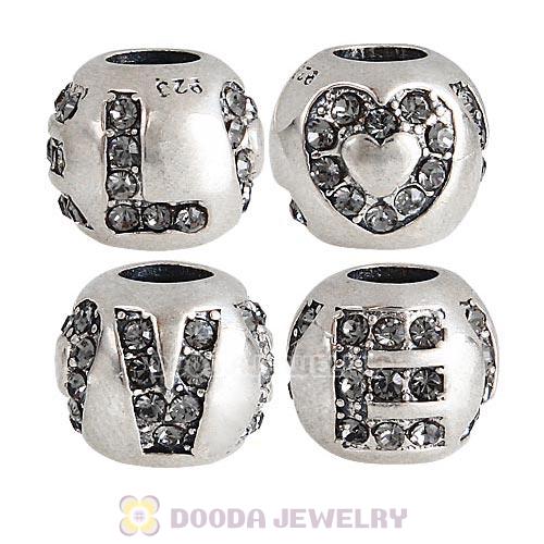 Sterling Silver Surrounded by Love with Black Diamond Austrian Crystal Charm