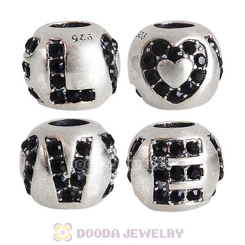 Sterling Silver Surrounded by Love with Jet Austrian Crystal Charm