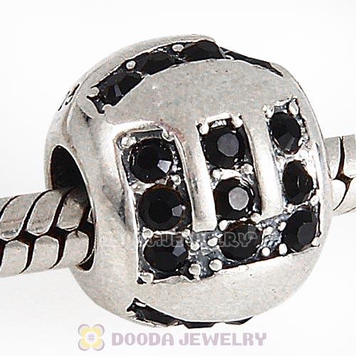 Sterling Silver Surrounded by Love with Jet Austrian Crystal Charm