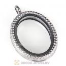 Platinum Plated Alloy Glass Floating Locket Oval Pendant with Dots
