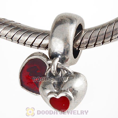 European Style Sterling Silver Dangle YOU and ME with Enamel Heart Beads Wholesale