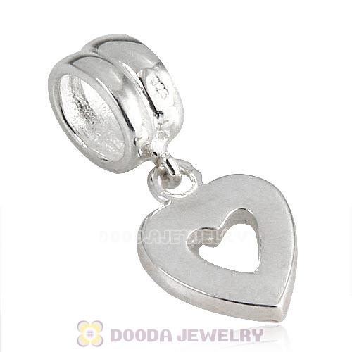Sterling Silver Heart Dangle Charms with Peridot Austrian Crystal