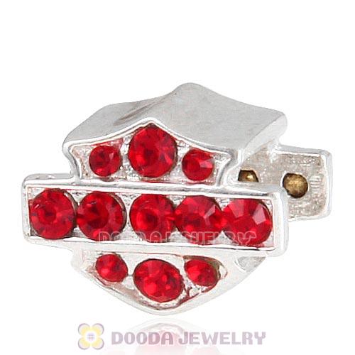 Sterling Silver HD Ride Bead with Light Siam Austrian Crystal European Style