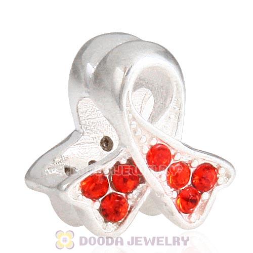 Sterling Silver Ribbon Lung Cancer Bead with Hyacinth Austrian Crystal