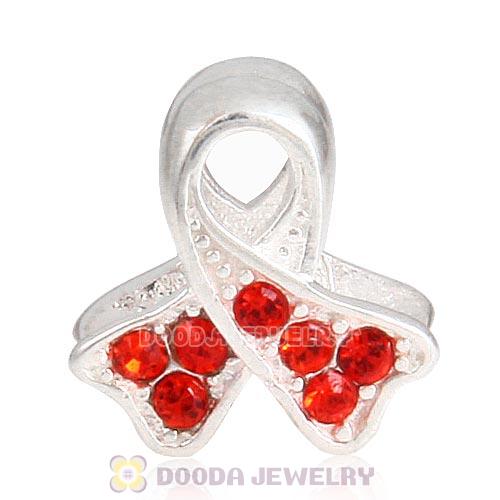 Sterling Silver Ribbon Lung Cancer Bead with Hyacinth Austrian Crystal