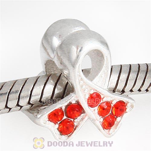 Sterling Silver Ribbon Lung Cancer Bead with Hyacinth Austrian Crystal