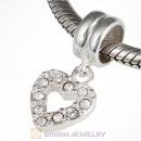 Sterling Silver Heart Dangle Charms with Clear Austrian Crystal