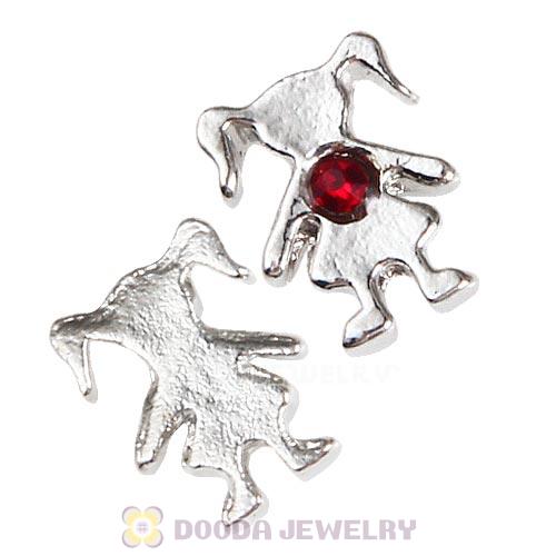 Platinum Plated Alloy Girl with Siam Crystal Floating Charms