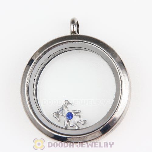 Platinum Plated Alloy Girl with Sapphire Crystal Floating Charms