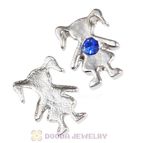 Platinum Plated Alloy Girl with Sapphire Crystal Floating Charms