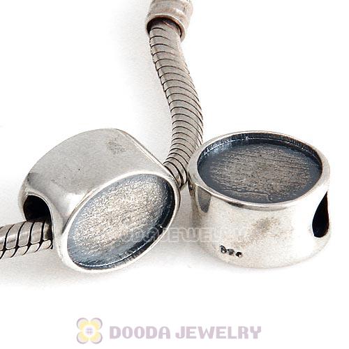 Antique Sterling Silver Oval Love Beads with DIY Photo European Style