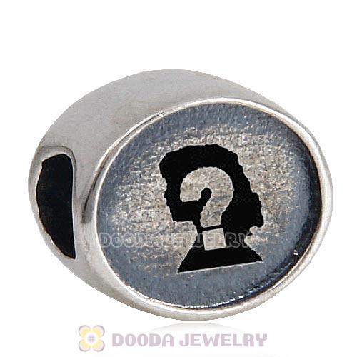 Antique Sterling Silver Oval Love Beads with DIY Photo European Style