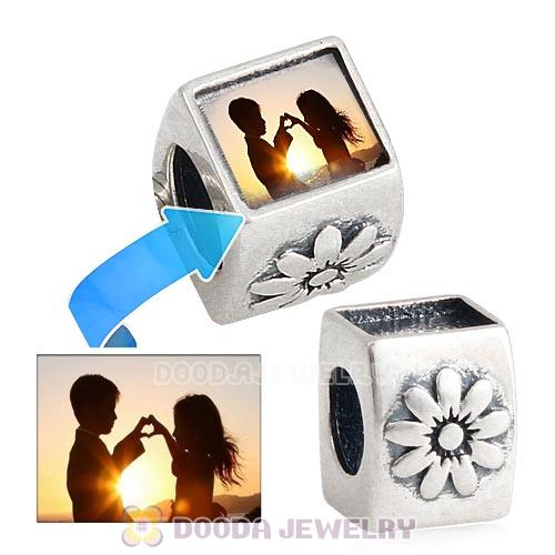 Sterling Silver Flower Beads with DIY Photo European Style