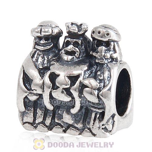 Sterling Silver Gold Plated Cross Three Kings Charm Beads