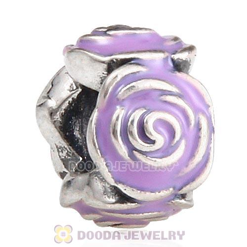 Sterling Silver Rose Garden with Purple Enamel Charm Beads