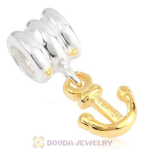 European Style 925 Silver Beads Dangle Gold Plated Anchor