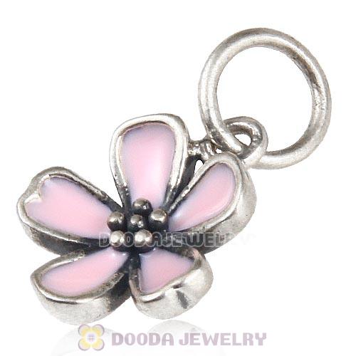 European Style Sterling Silver Pink Cherry Blossom Pendant Wholesale